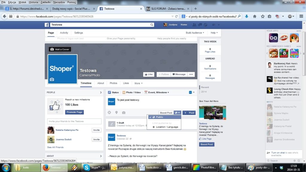 posty do roznych osob