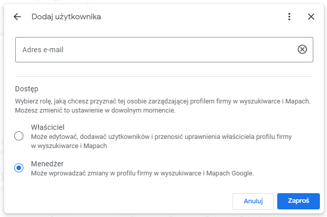dodawanie dostepu google moja firma 06