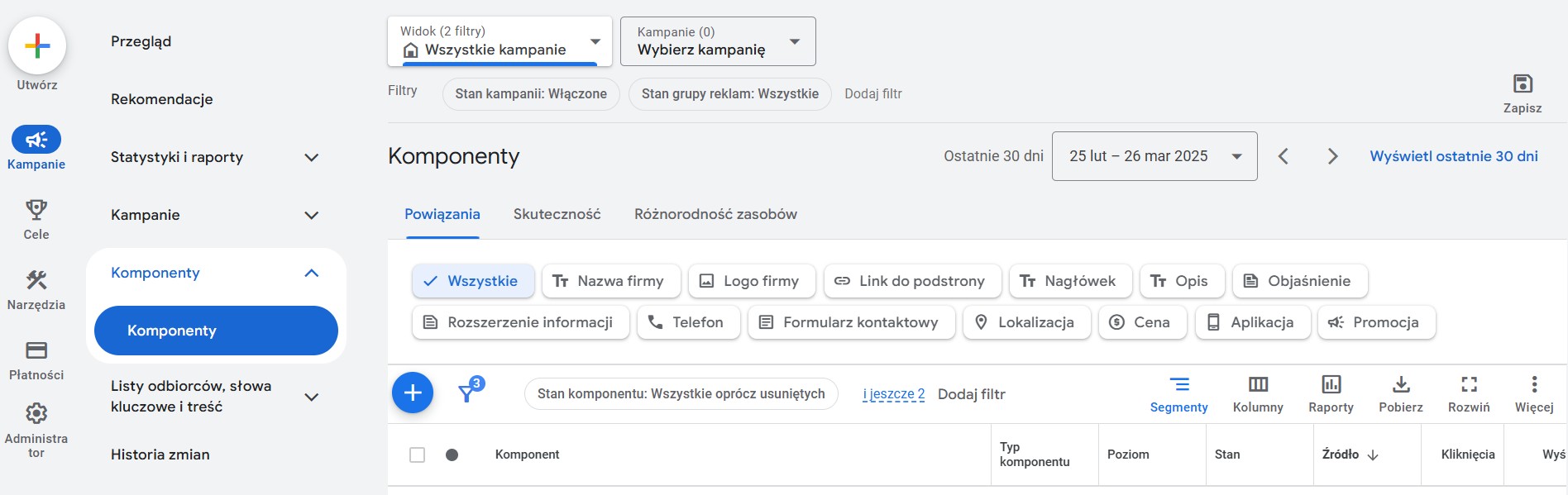 komponenty Google Ads
