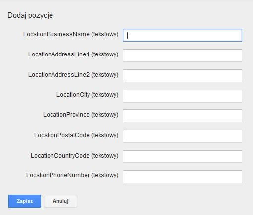 lokalizacje wprowadzone samodzielnie