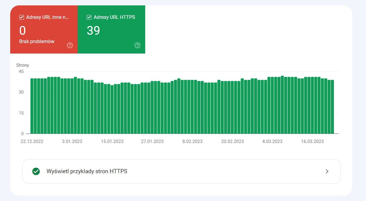 Raport HTTPS w Google Search Console