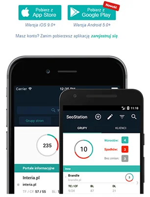monitoring pozycji w Google Seostation aplikacja mobilna