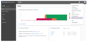 Zrzut Widoku Panelu Merchant Center