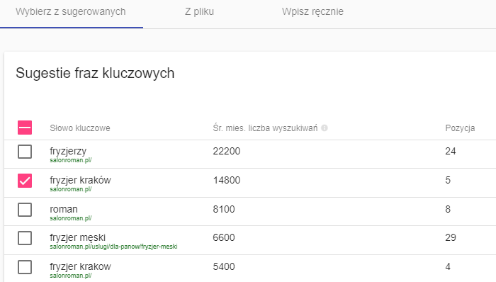 sugestie fraz senuto