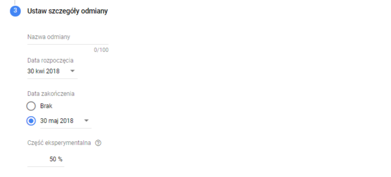 data eksperymentu i czesc eksperymentu