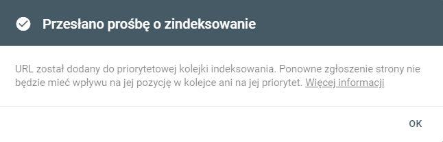 Prośba o zindeksowanie