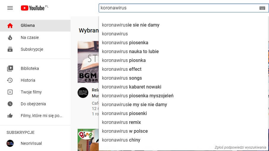 YouTube Koronawirus