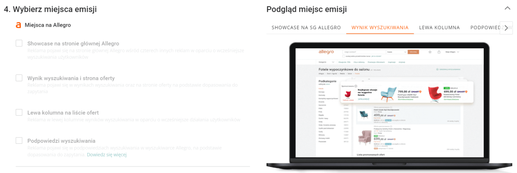 miejsce emisji reklamy allegro