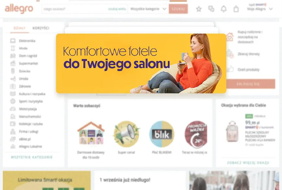 reklama na stronie głównej