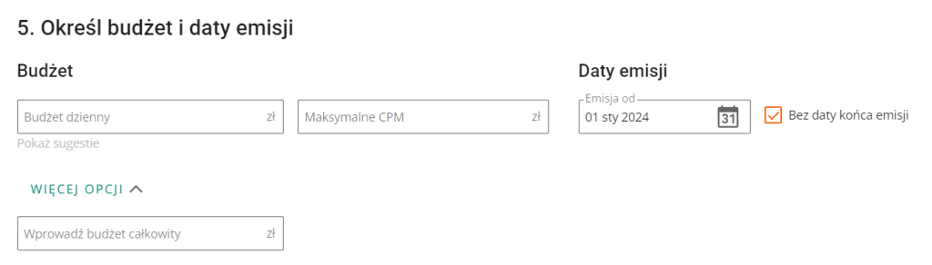 ustawienie budzetu allegro ads