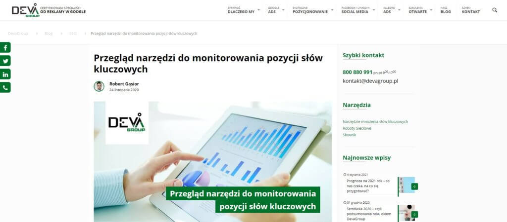 wpis na blogu firmowym