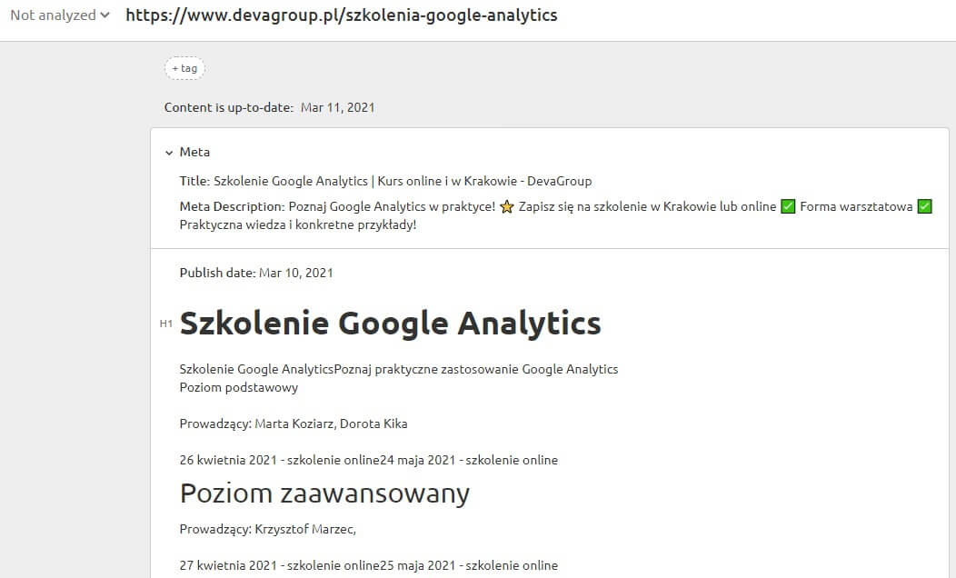 Content Analyzer analiza tekstu