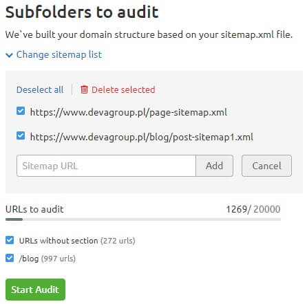 Content Analyzer lista urli