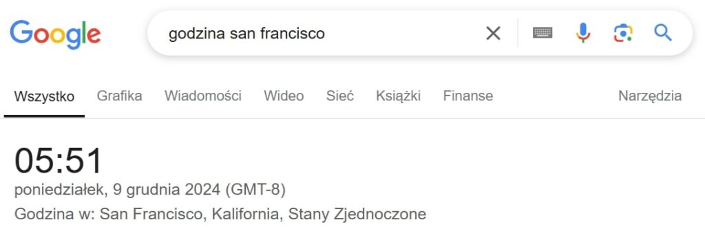 godzina na swiecie wyszukiwarka google