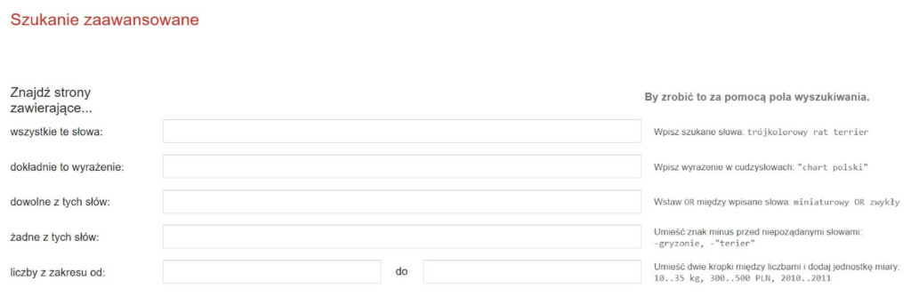 szukanie zaawansowane google