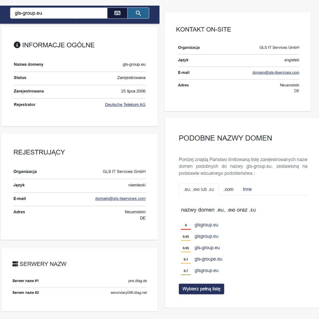 dane abonenta whois eurid