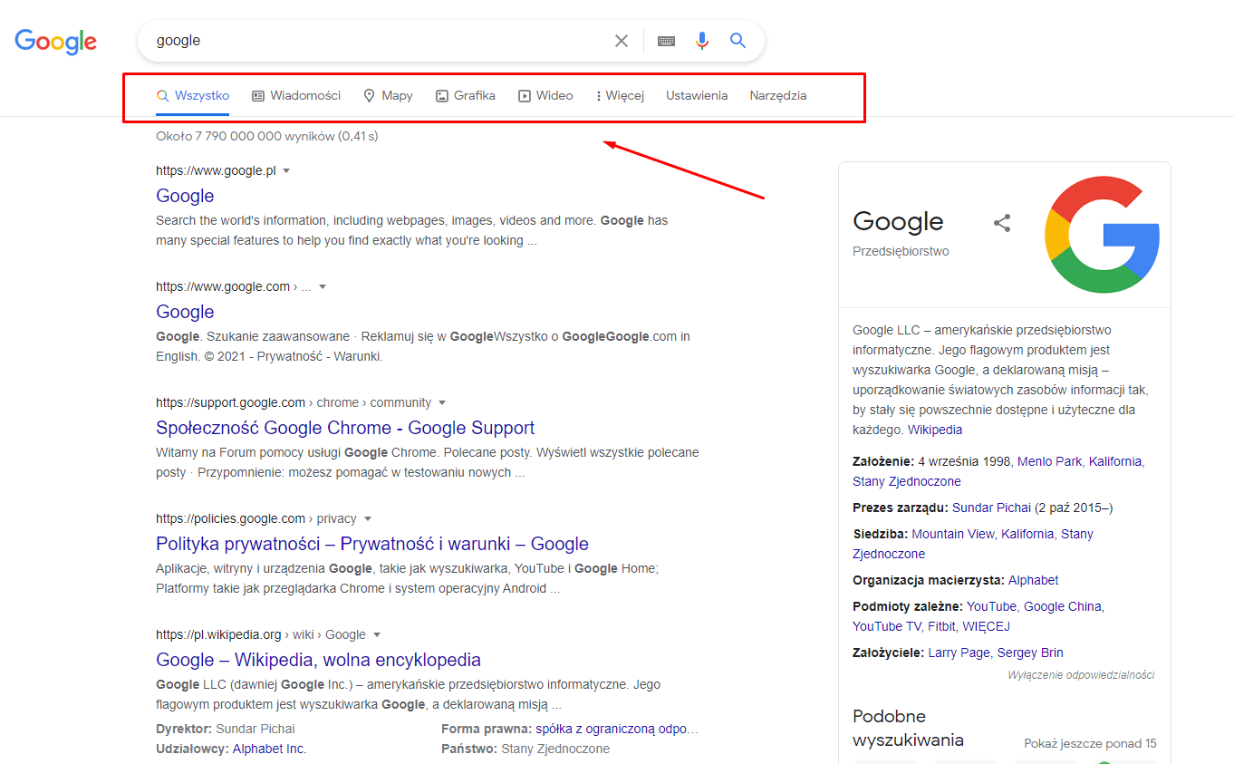 operatory wyszukiwania w Google