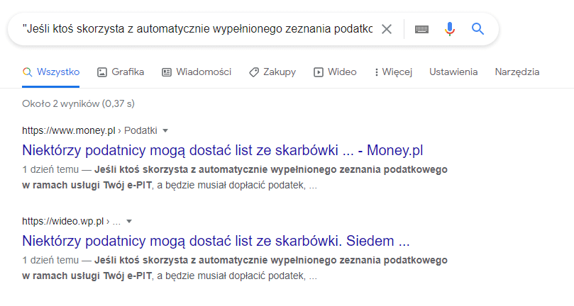 operatory wyszukiwania w Google