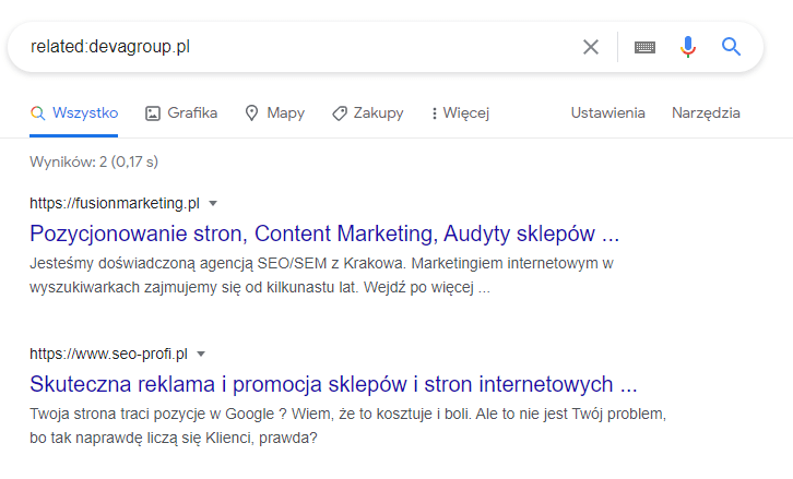 operatory wyszukiwania w Google