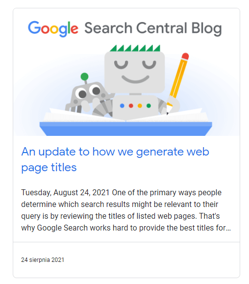aktualizacje Google i meta title