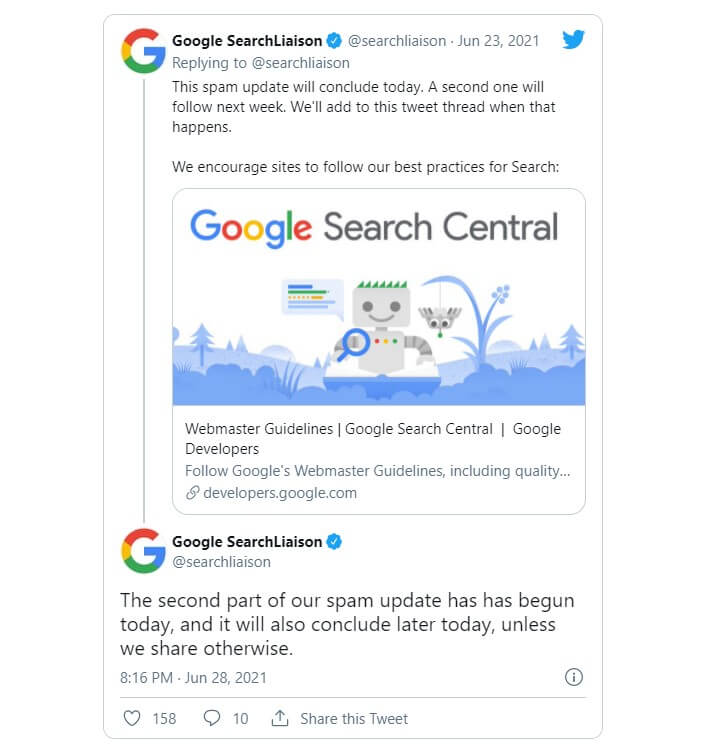 spam aktualizacja Google