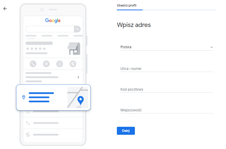 dodanie lokalizacji firmy