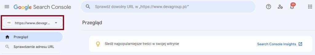 dostęp do google search console