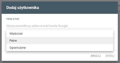 dostęp do google search console