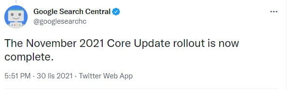november finish core update