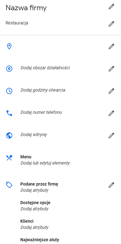 panel Google Moja Firma
