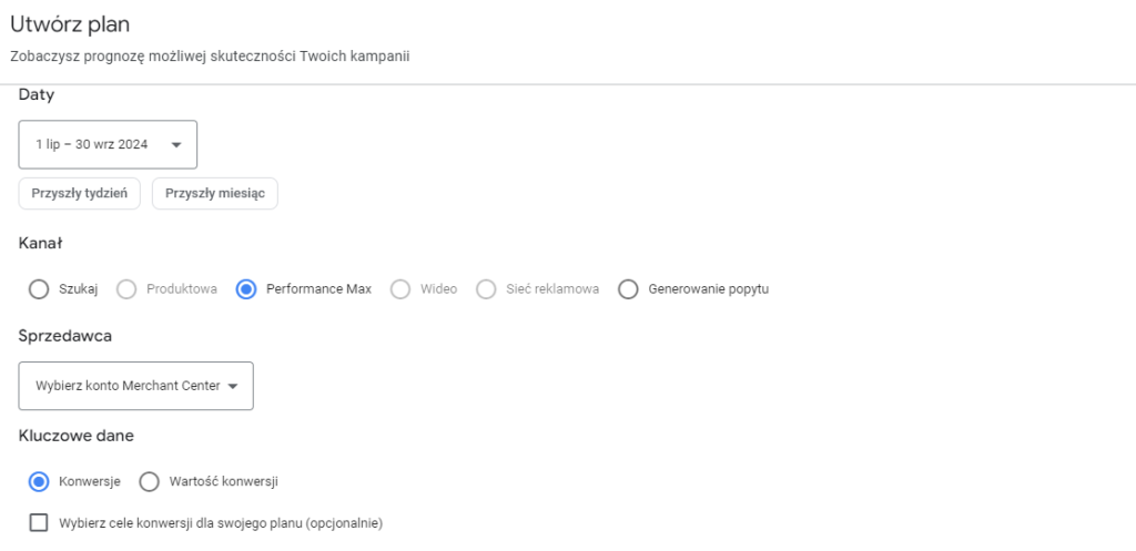 wybór kampanii do planu