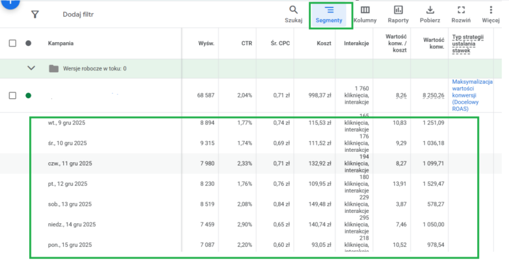 Wykorzystanie segmentów w analizie kampanii