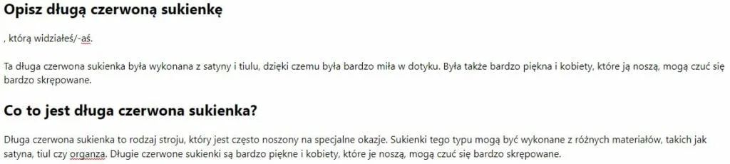 Opis długiej czerwonej sukienki