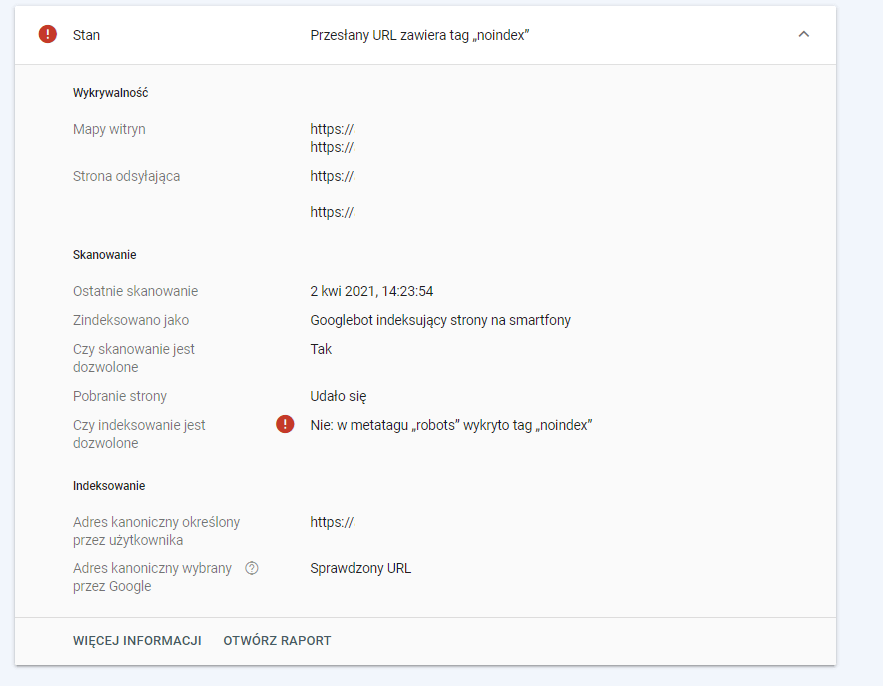 tag noidex w GSC - 1