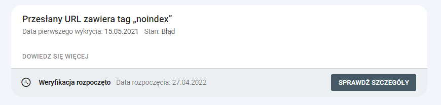 Weryfikacja błędu w GSC