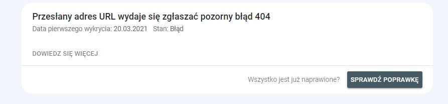 Poprawka błędu pozornego 404