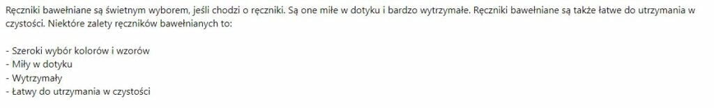 Opis ręczników bawełnianych opcja 1