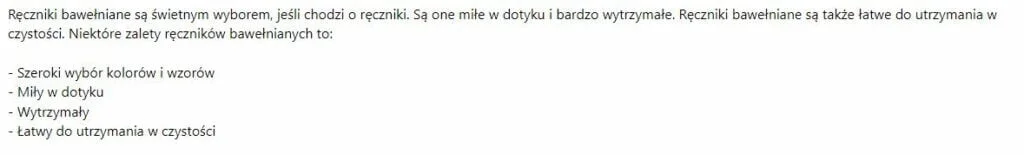 Opis ręczników bawełnianych opcja 1