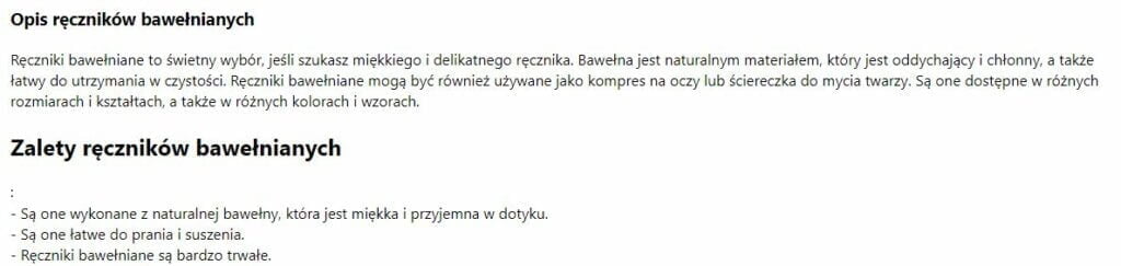Opis ręczników bawełnianych nr 2