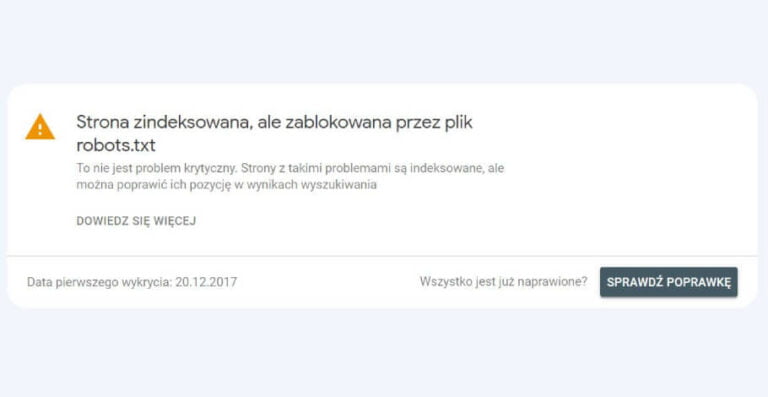 Co oznacza, że strona została zaindeksowana, ale zablokowana przez plik robots.txt?