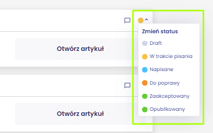 statusy tematu artykułu w senuto content planner