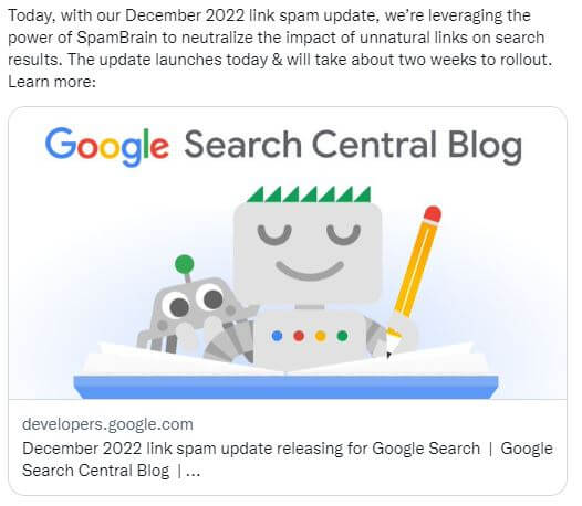 December 2022 link spam update dla wyników wyszukiwania