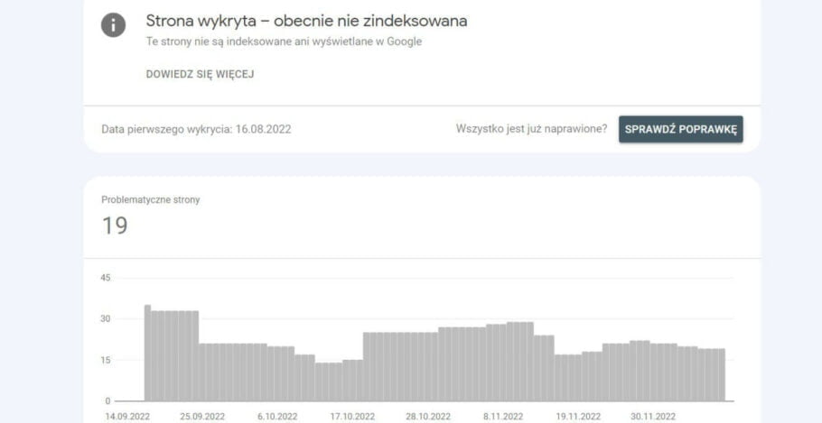 Strona wykryta – obecnie nie zindeksowana – co to oznacza?