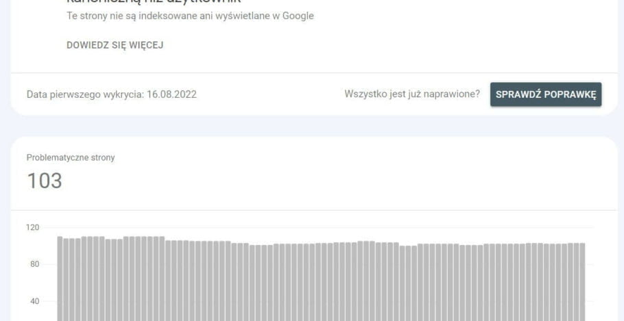 Co oznacza komunikat, że wystąpił duplikat, a wyszukiwarka Google wybrała inną stronę kanoniczną niż użytkownik?