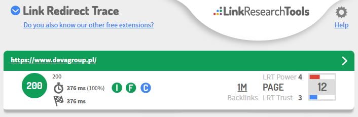 kod 200 - Link Redirect Trace