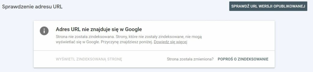 sprawdź url wersji opublikowanej