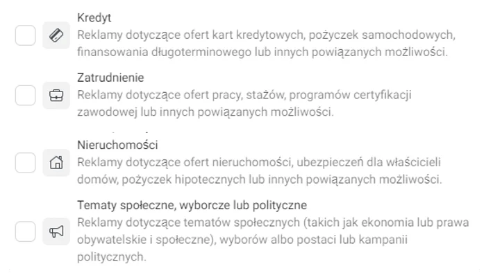 Rodzaje reklam FB ADs