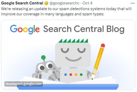 aktualizacja algorytmu google pzdziernik 2023 spam