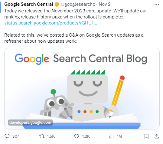 november 2023 core update