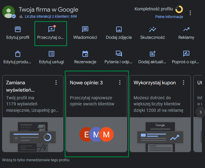 twoja firma w google zarzadzanie opiniami